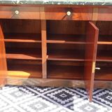 Flamed mahogany enfilade with sea green marble in Empire style.