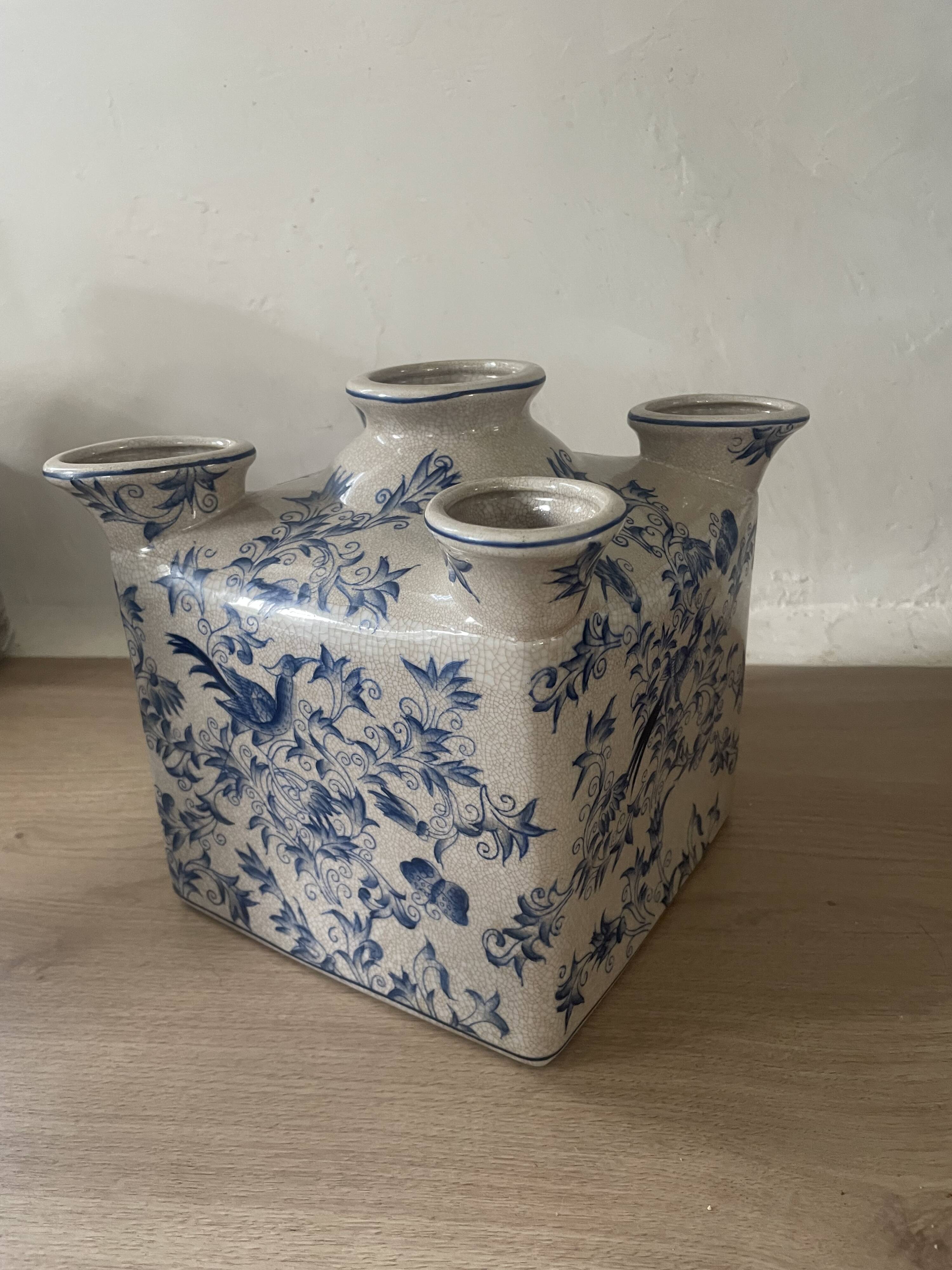 Cracked ceramic tulip vase circa 1980