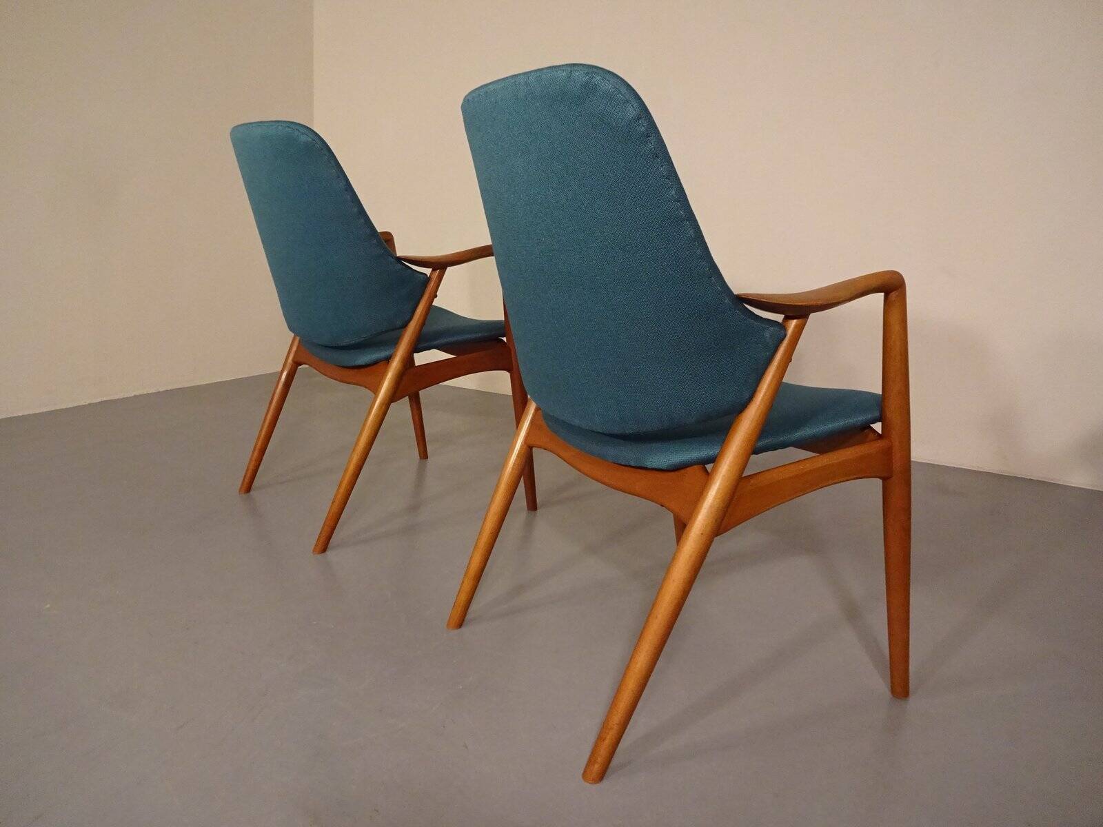 Set of Danish Beech Armchairs, 1960s
