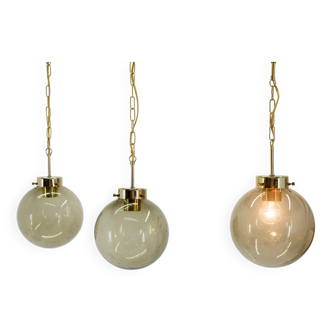 Set of Three Glass Pendants by Kamenicky Senov, 1970s