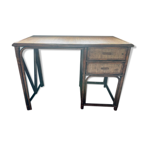 bureau rotin vintage