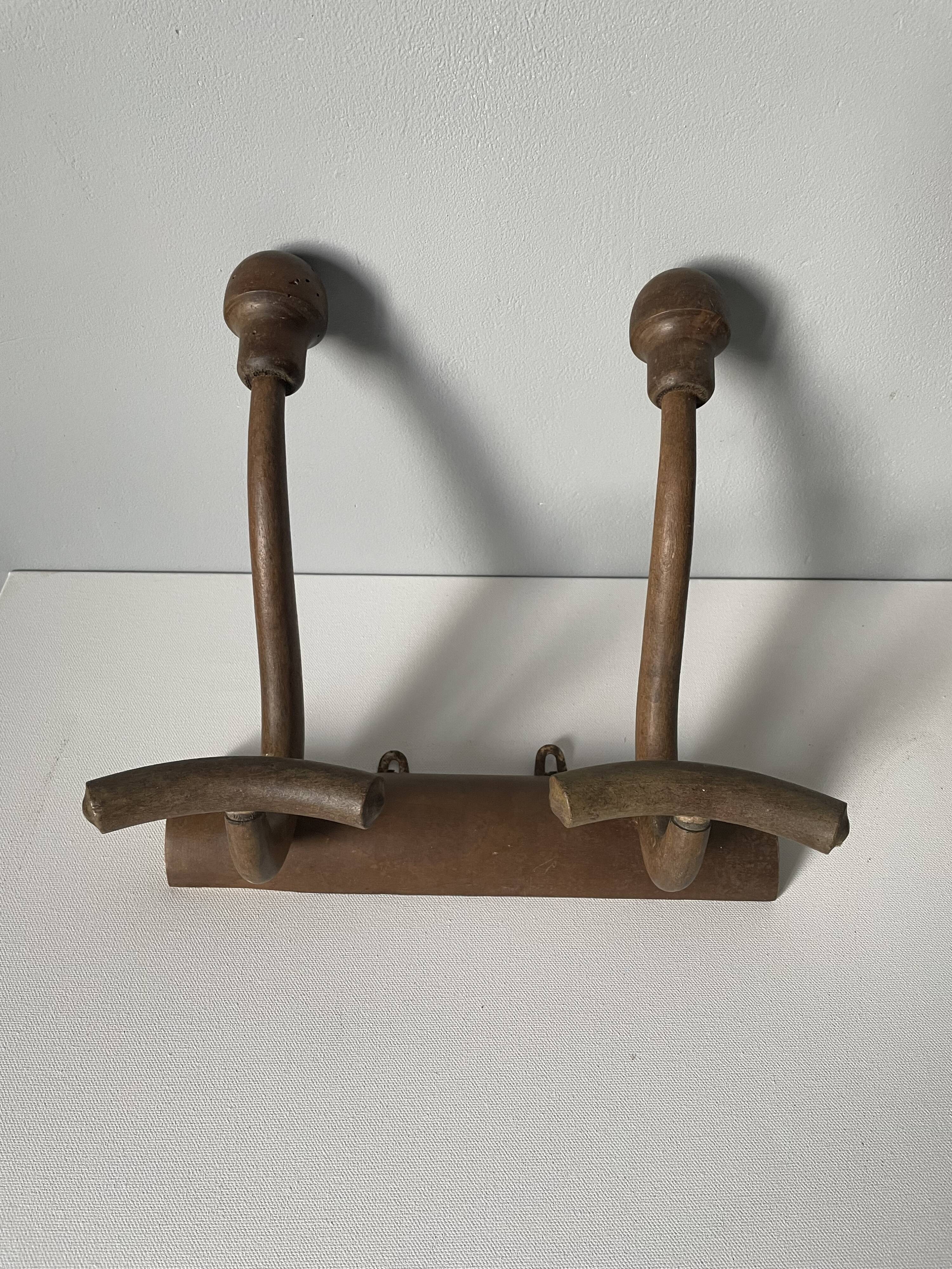 Wooden wall coat rack circa 1900
