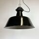 Industrial black enamel factory lamp with cast iron top, 1960s