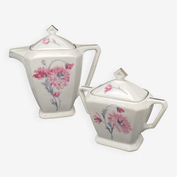 Vintage ceramic teapot and sugar bowl