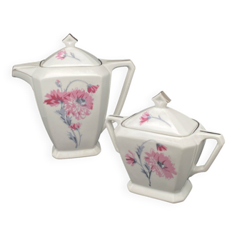 Vintage ceramic teapot and sugar bowl