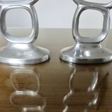 Pair of 1980 aluminum "circle" candlesticks