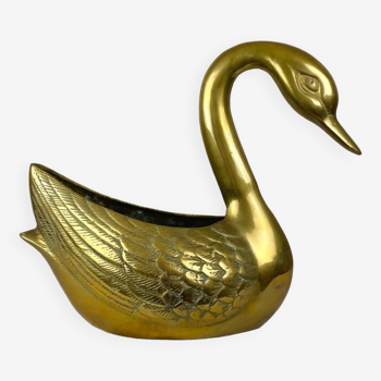 Vintage brass swan plant pot