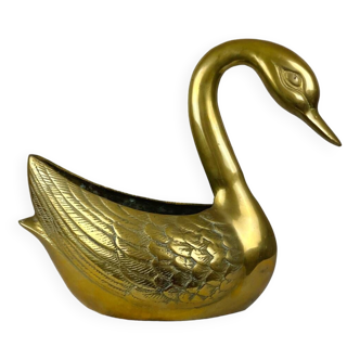 Vintage brass swan plant pot