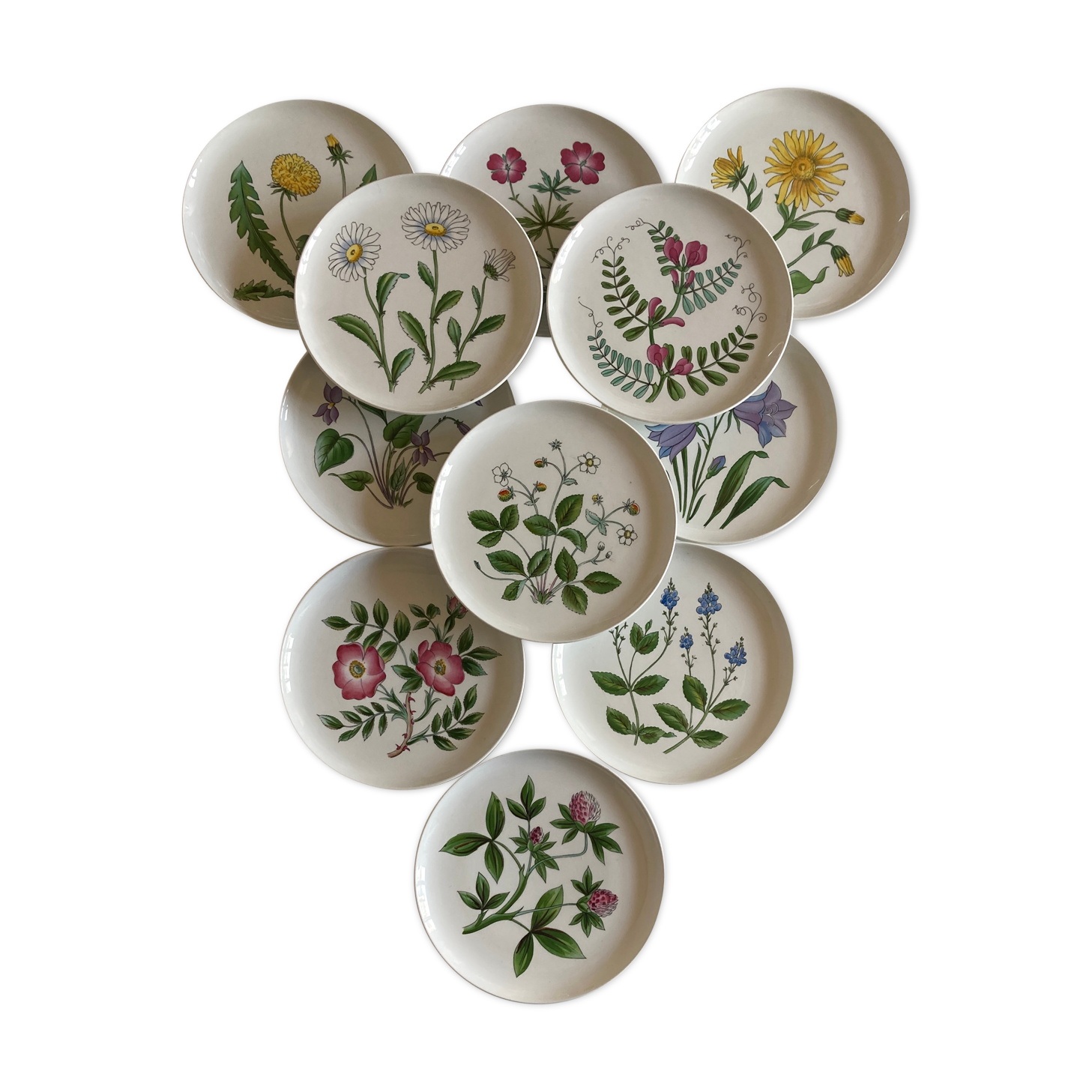 Set 11 assiettes fleurs Rorstrand Sweden Flora 1970