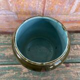 Cache-pot en céramique signé Orchies – France, émaillé bleu et vert