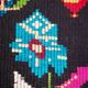 Tapis de laine roumaine design floral avec bordure verte sur fond noir 180x153cm