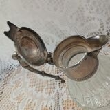 Antique pewter and glass carafe