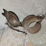 Antique pewter and glass carafe