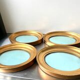 Lot of 4 Antique Oval Gilded Frames  CONVEX glass , each frame 19.5 cm x 15.5 cm