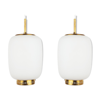 Pair of vintage pendant lamps P715 (Mandalay) by Sigvard Bernardotte, Acton Bjorn, Nordisk Solar