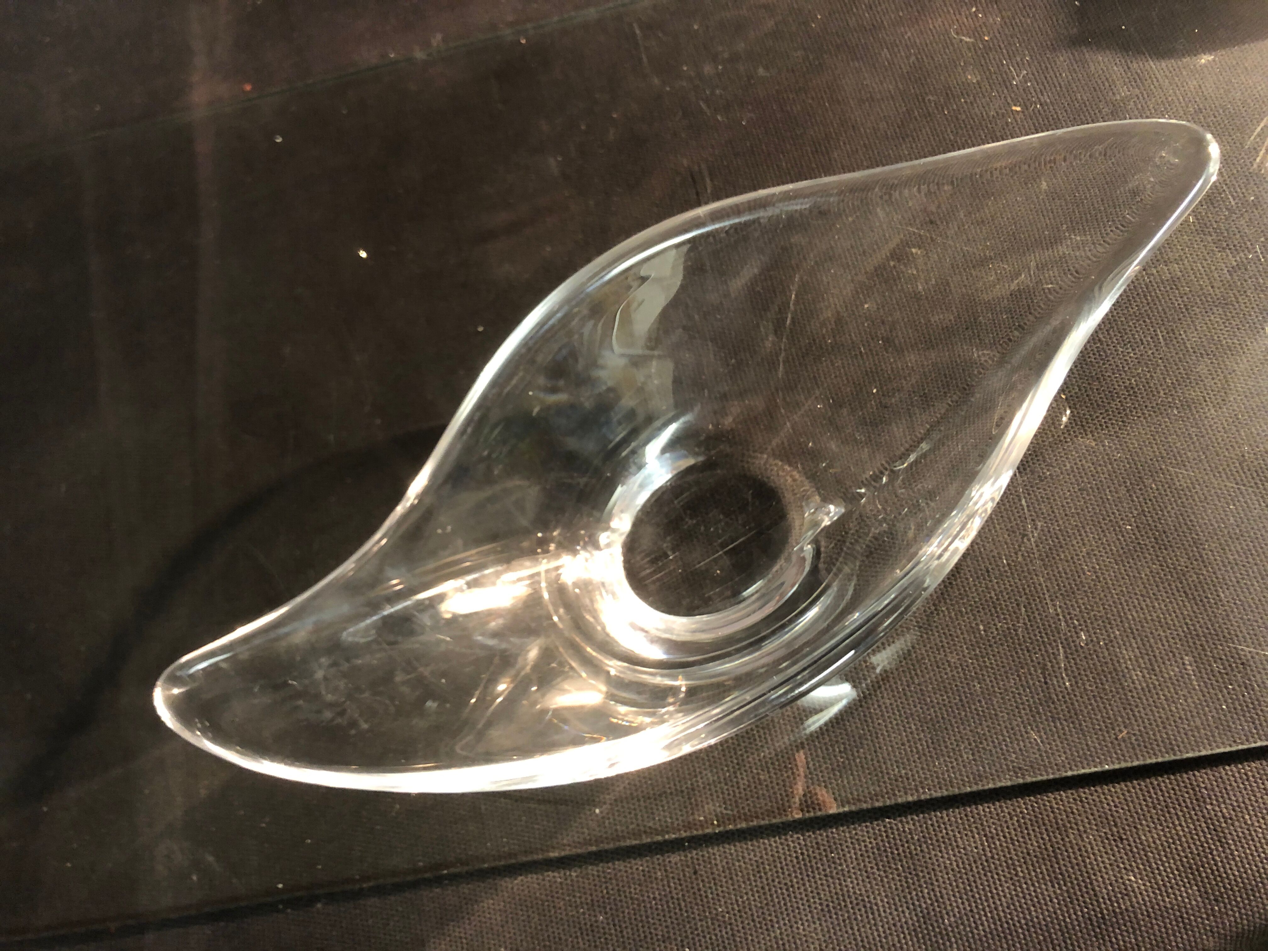 Crystal cup Daum free form signed empty fruit cup pocket