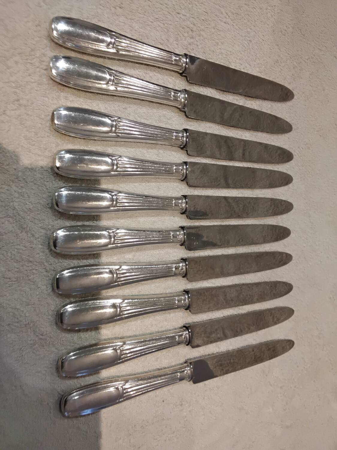 10 silver plated table knives goldsmith SFAM artdeco 25.1cm