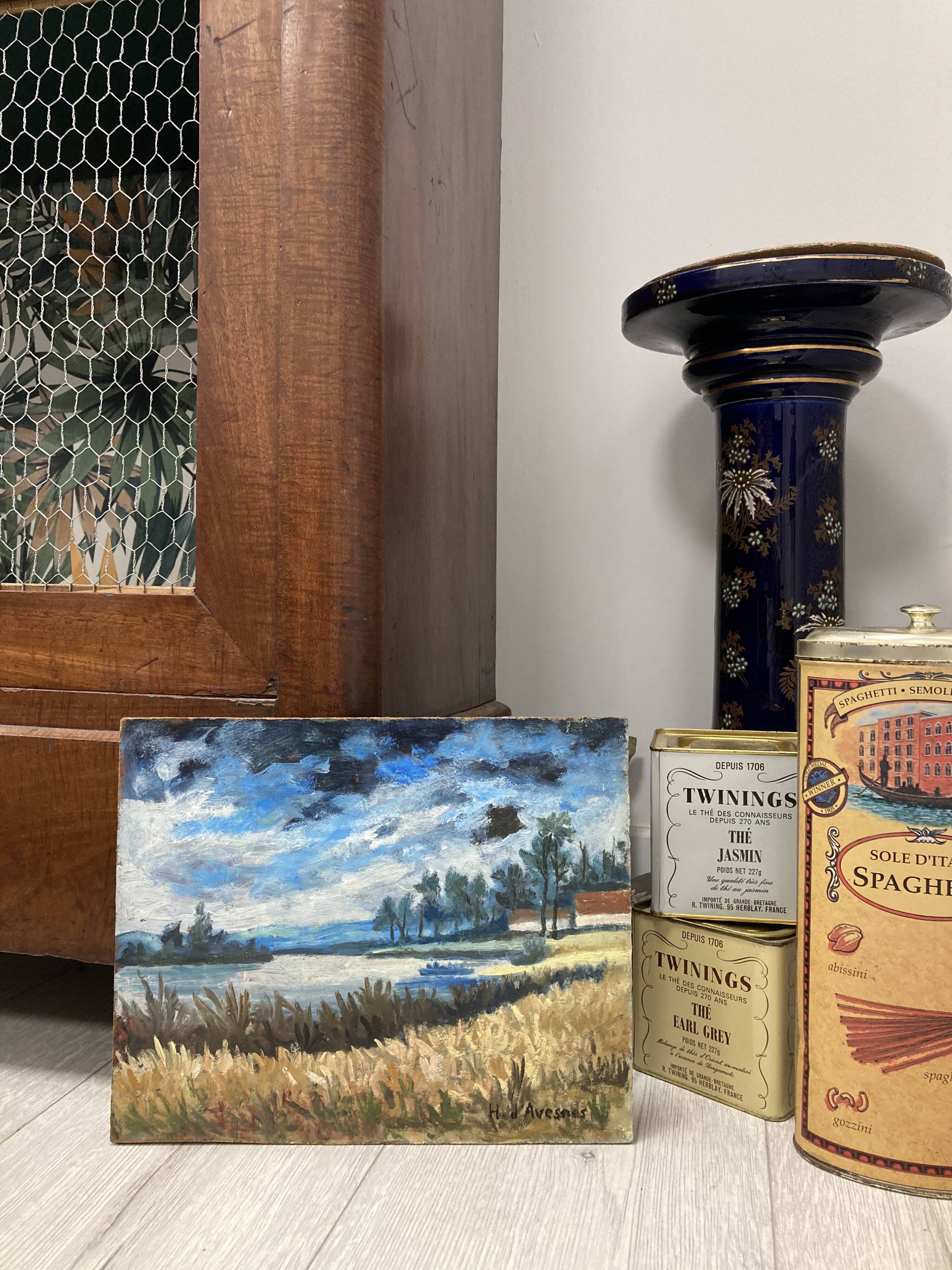 Henry d'Avesnes (1907-1999) Waterside Landscape. Oil on panel