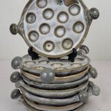 4 stoneware snail plates