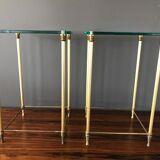 Pair of pieces of regency brass sofas and 60s glass