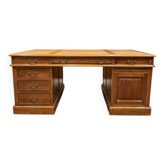Large English desk with brown leather