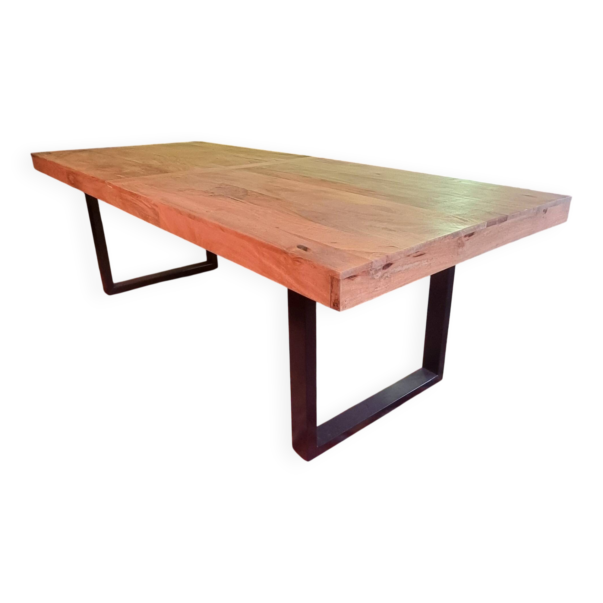 Large mango wood table with contemporary base