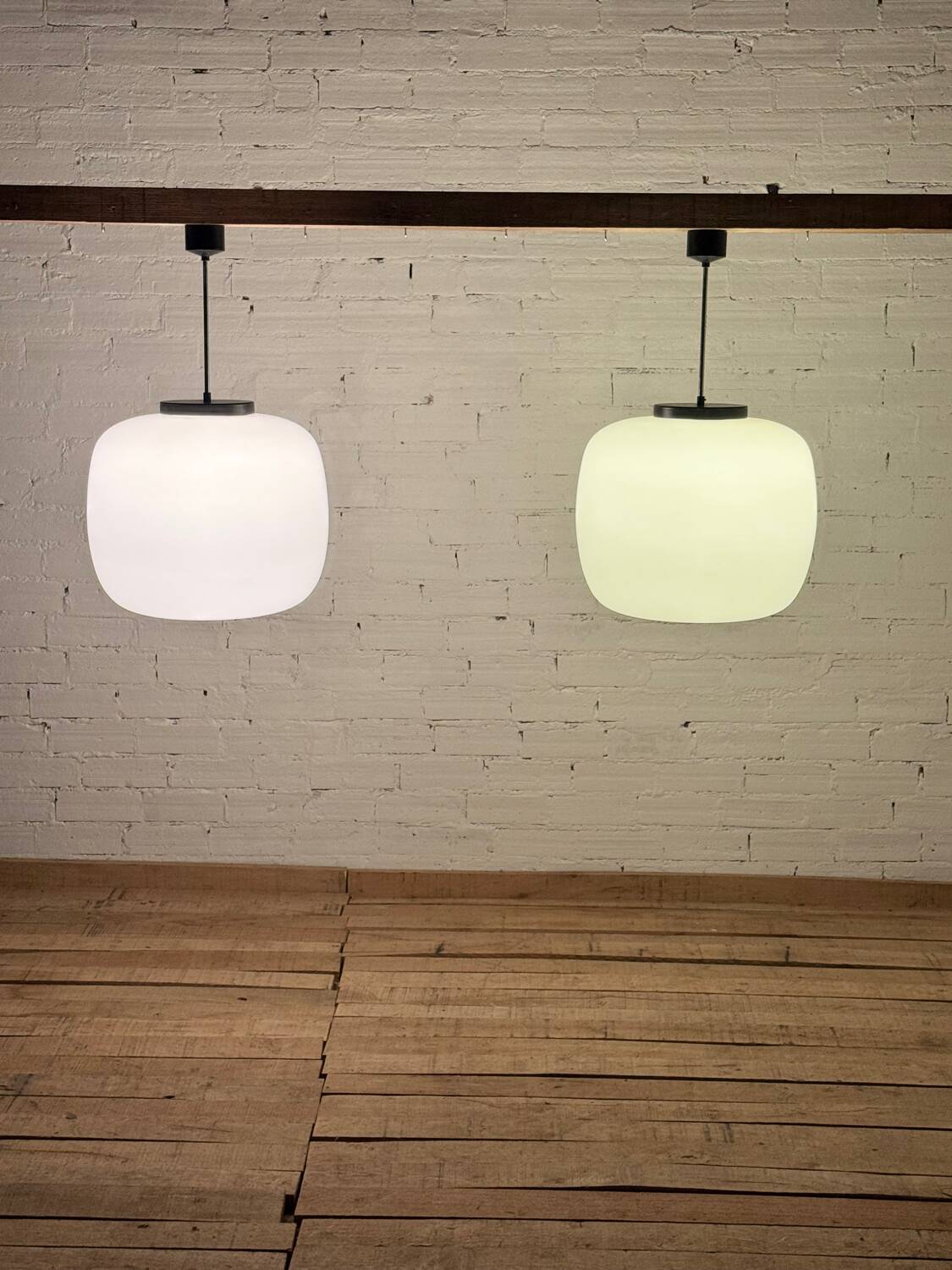 Pair of huge 1970 pendant lights
