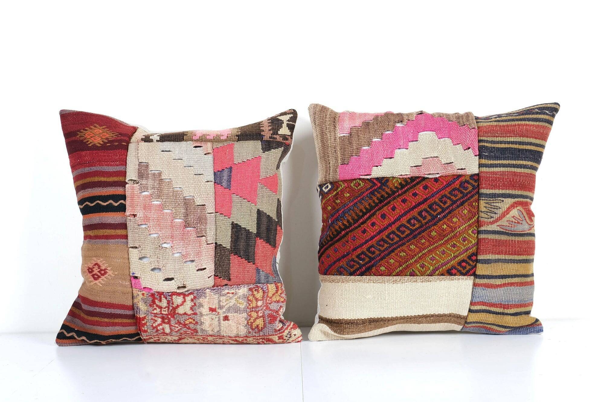 Set of 2 vintage kilim cushion covers 48x48 cm
