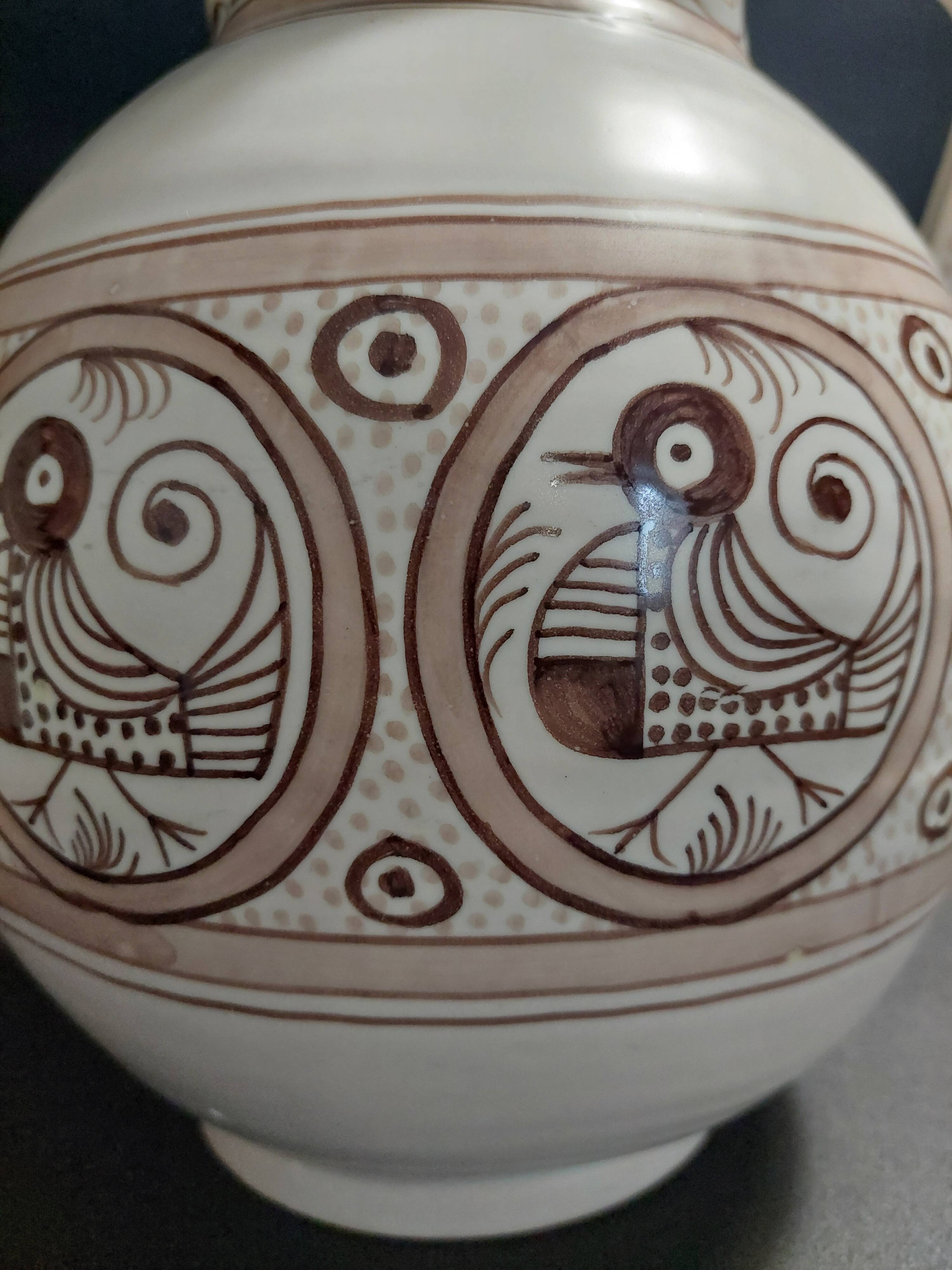 Vintage Talavera ceramic pitcher vase jug 20th century