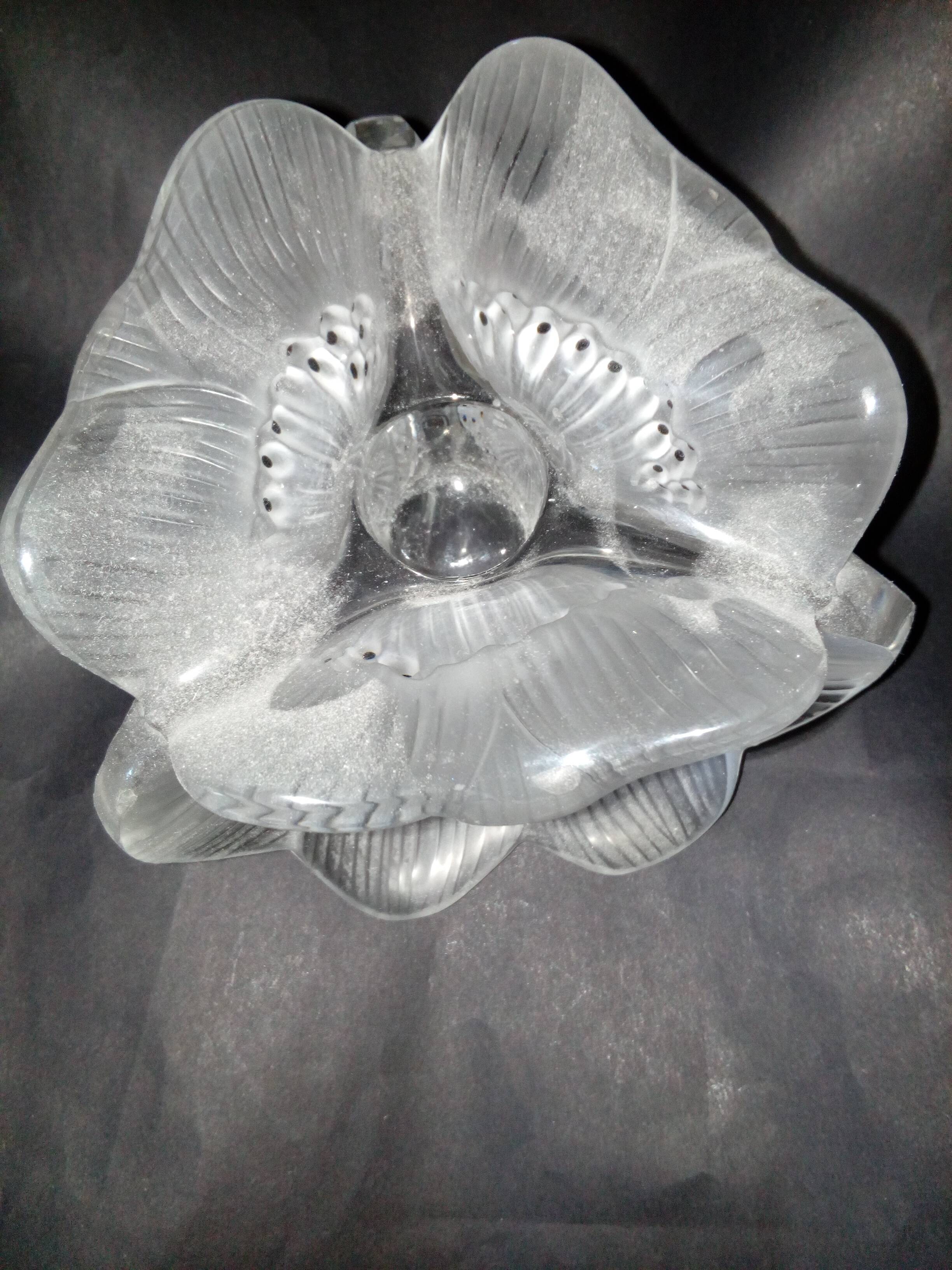 "anemone" candlestick Lalique France