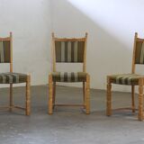 Danish modern brutalist oak dining chairs by Henning Kjærnulf, 1960s, set of 6