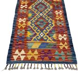 Afghan kilim rug in multicolored wool, geometric patterns