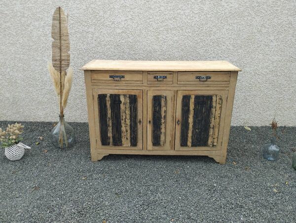 Buffet Bois 3 portes / Meuble Esprit Atelier