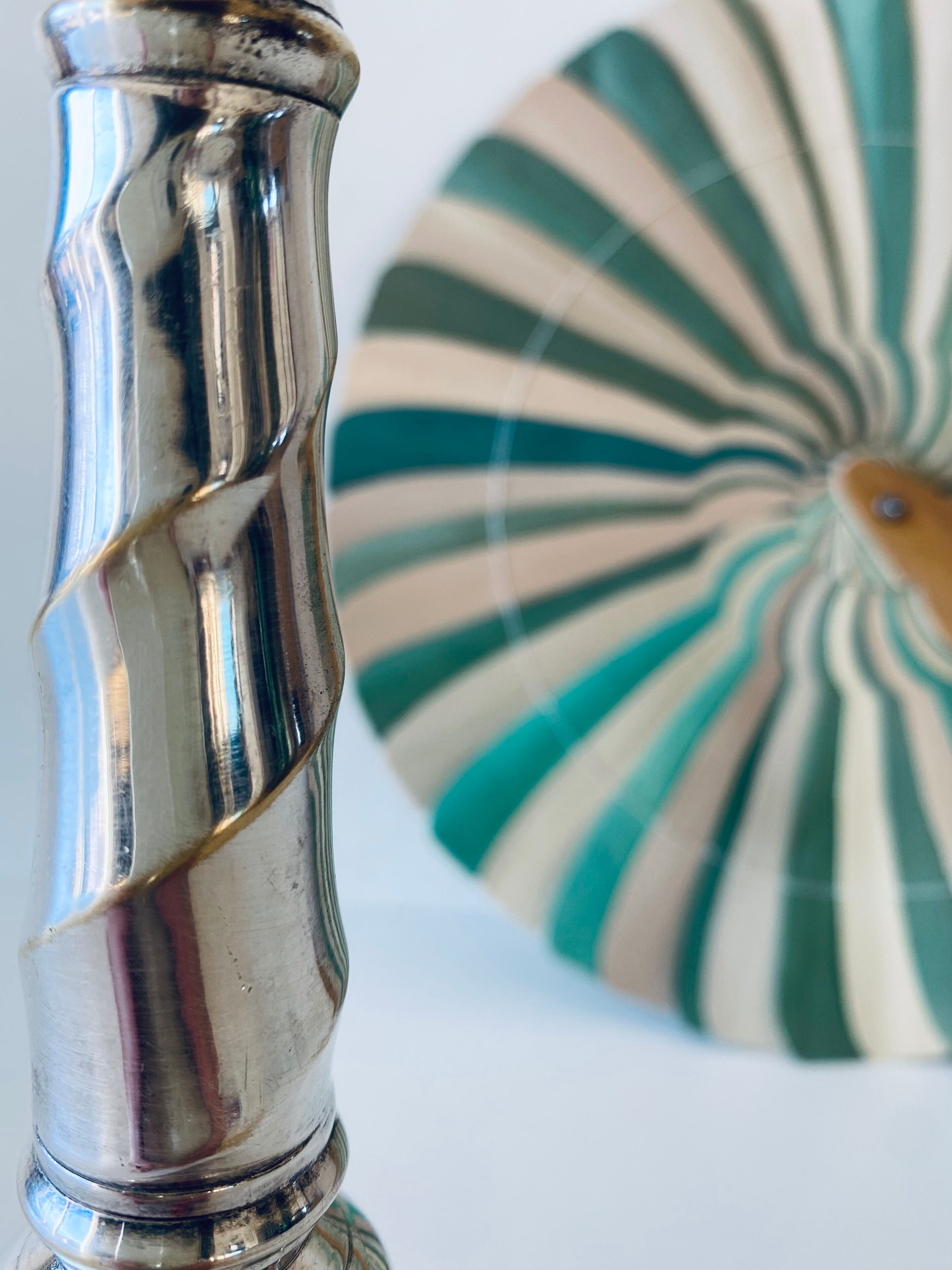 Twisted silver candle holder