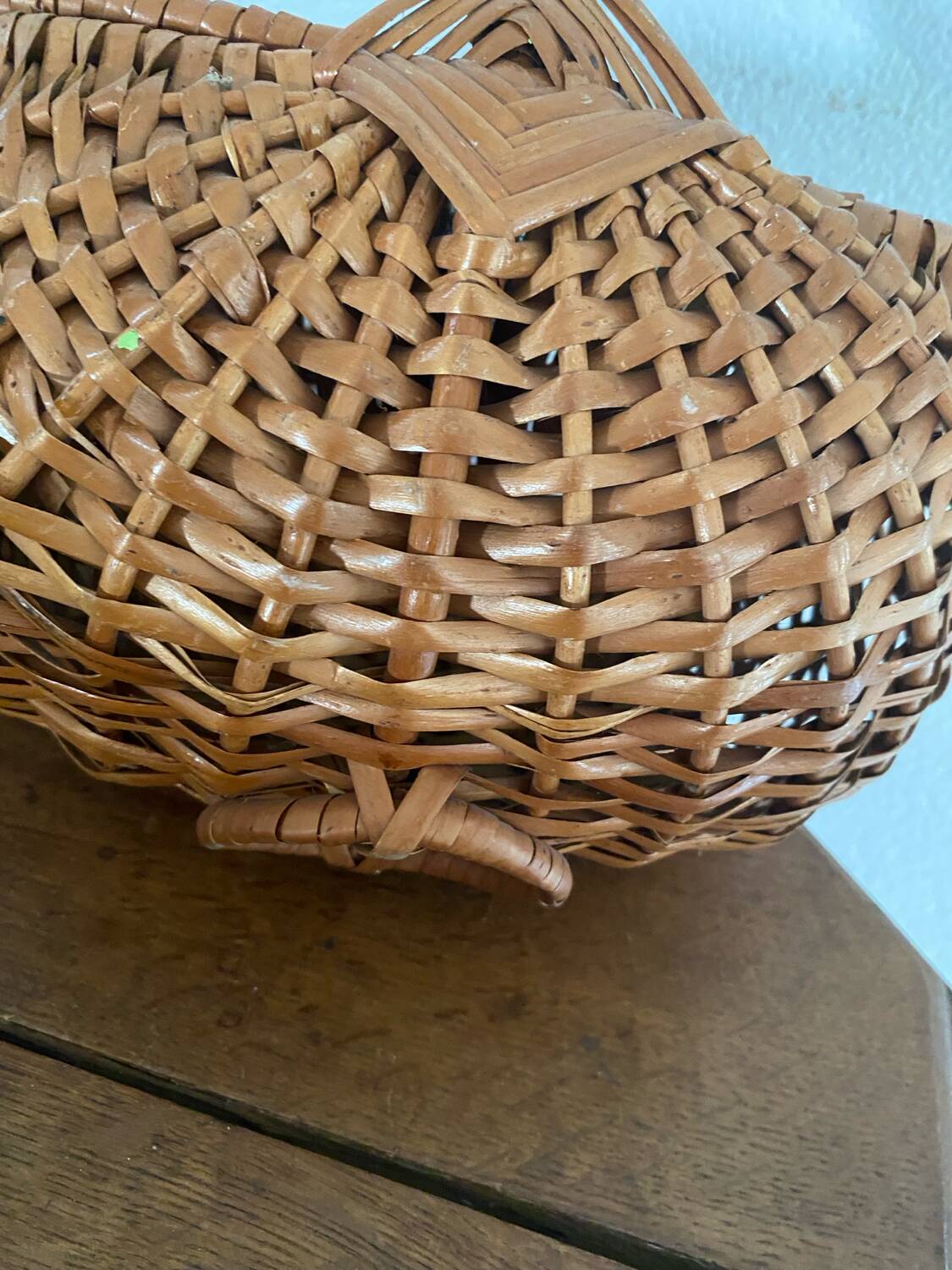 Old baskets and woven wicker basket.
