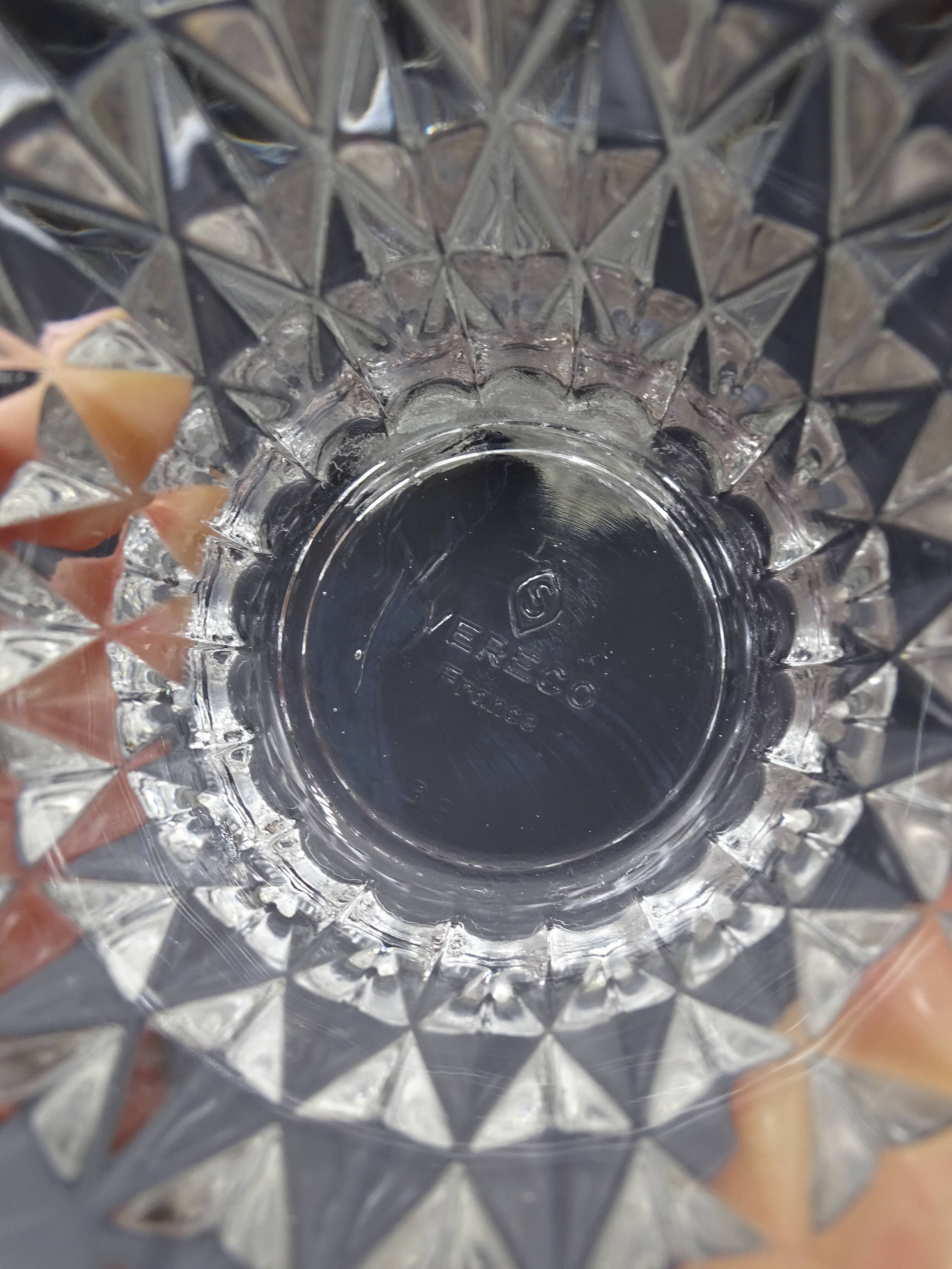 Set of 7 vintage Vereco glasses with diamond tips - around 1960