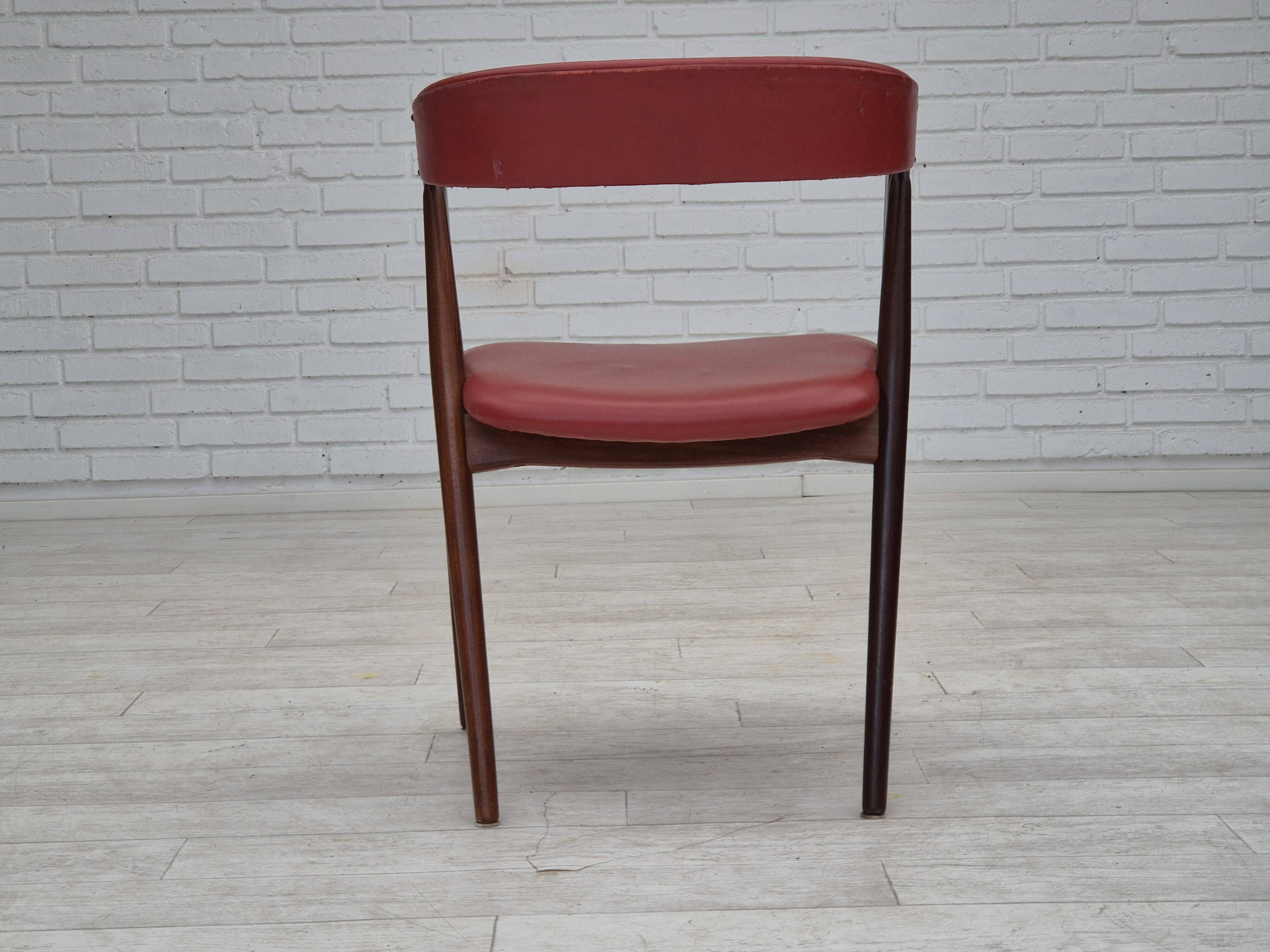 1960s, Danish chair by Farstrup, original condition, solid teak wood, leather.