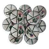 Set of 12 fondue plates "Chardon" Vallauris