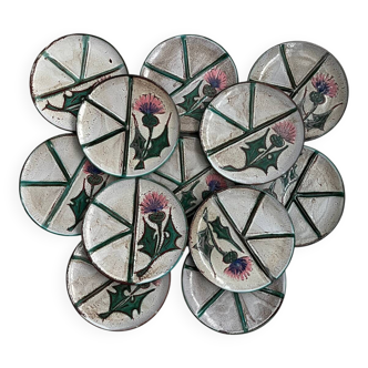 Set of 12 fondue plates "Chardon" Vallauris