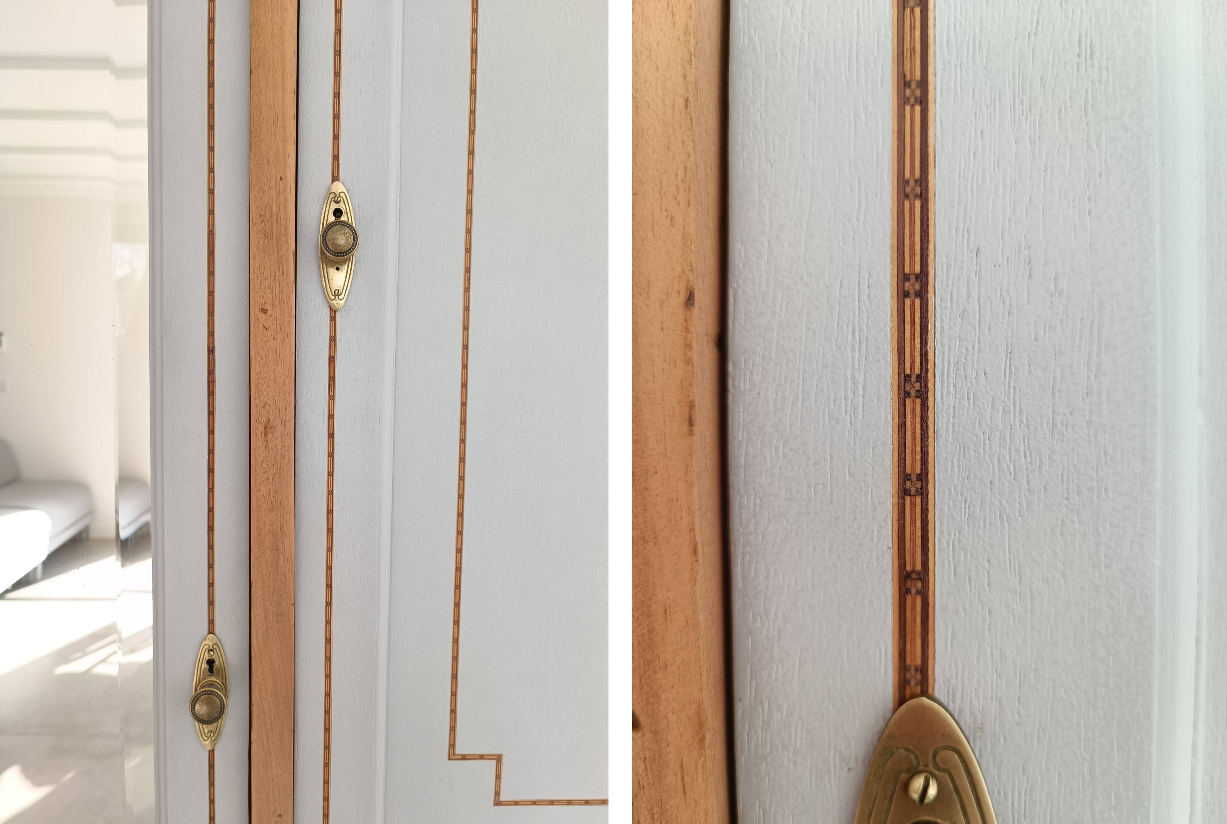 Family wardrobe, marquetry net, early 20th century.