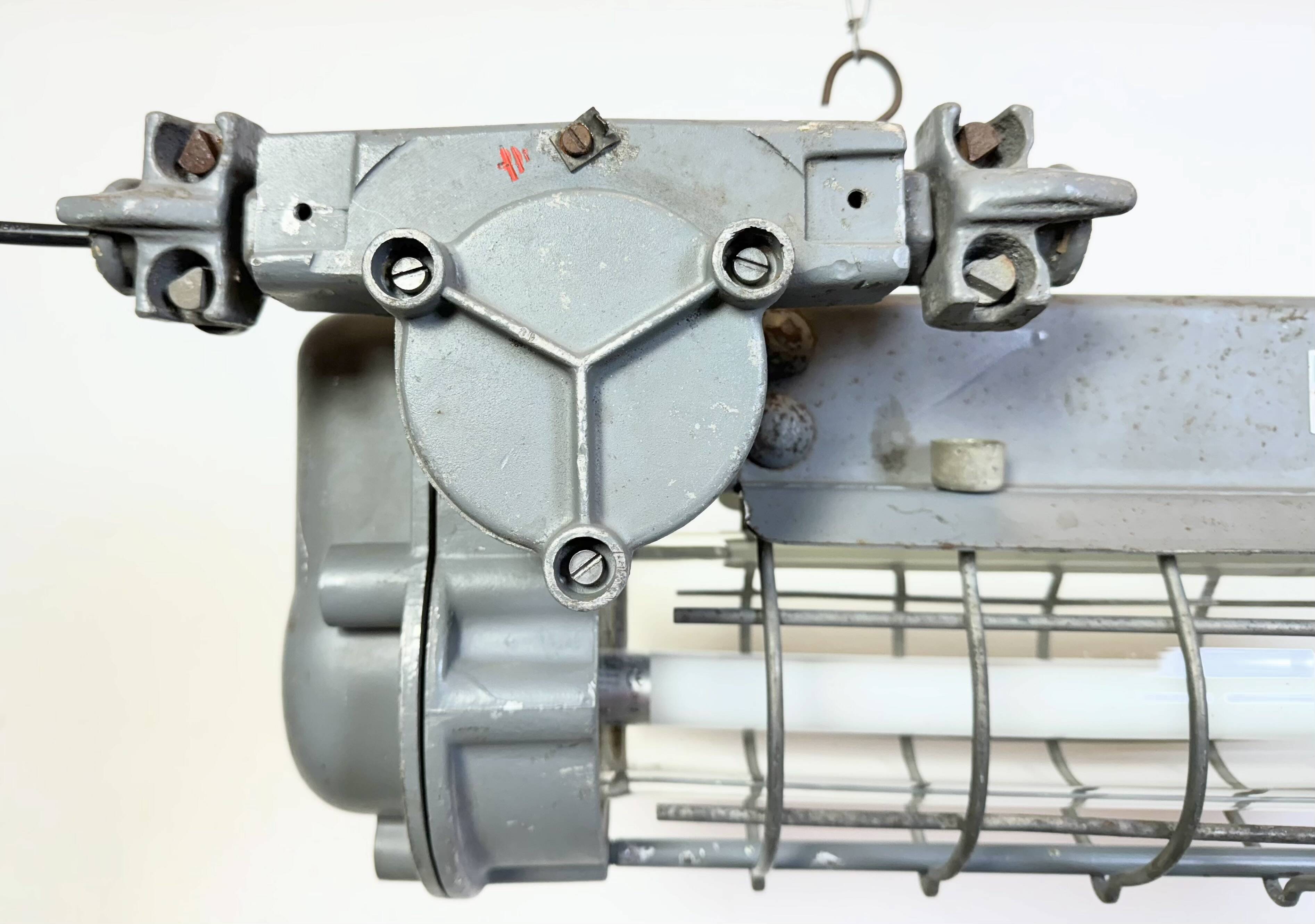 Grey Industrial Hanging Tube Light from Elektrosvit, 1970s