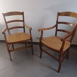 Pair of cherry wood armchairs