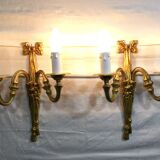 Pair of sconces Bronze 2 lights Louis XVI style