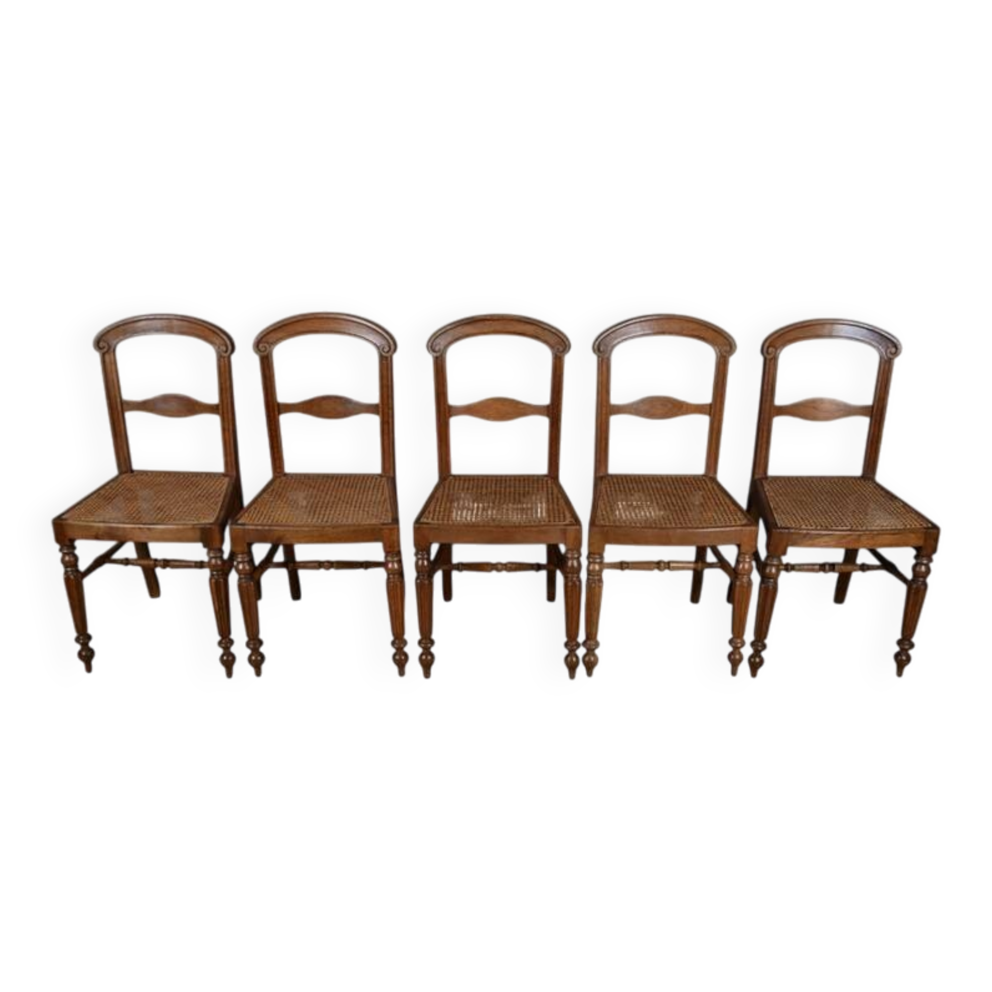 Set of 5 solid oak chairs, Louis Philippe period – 2nd half of the 19th century.