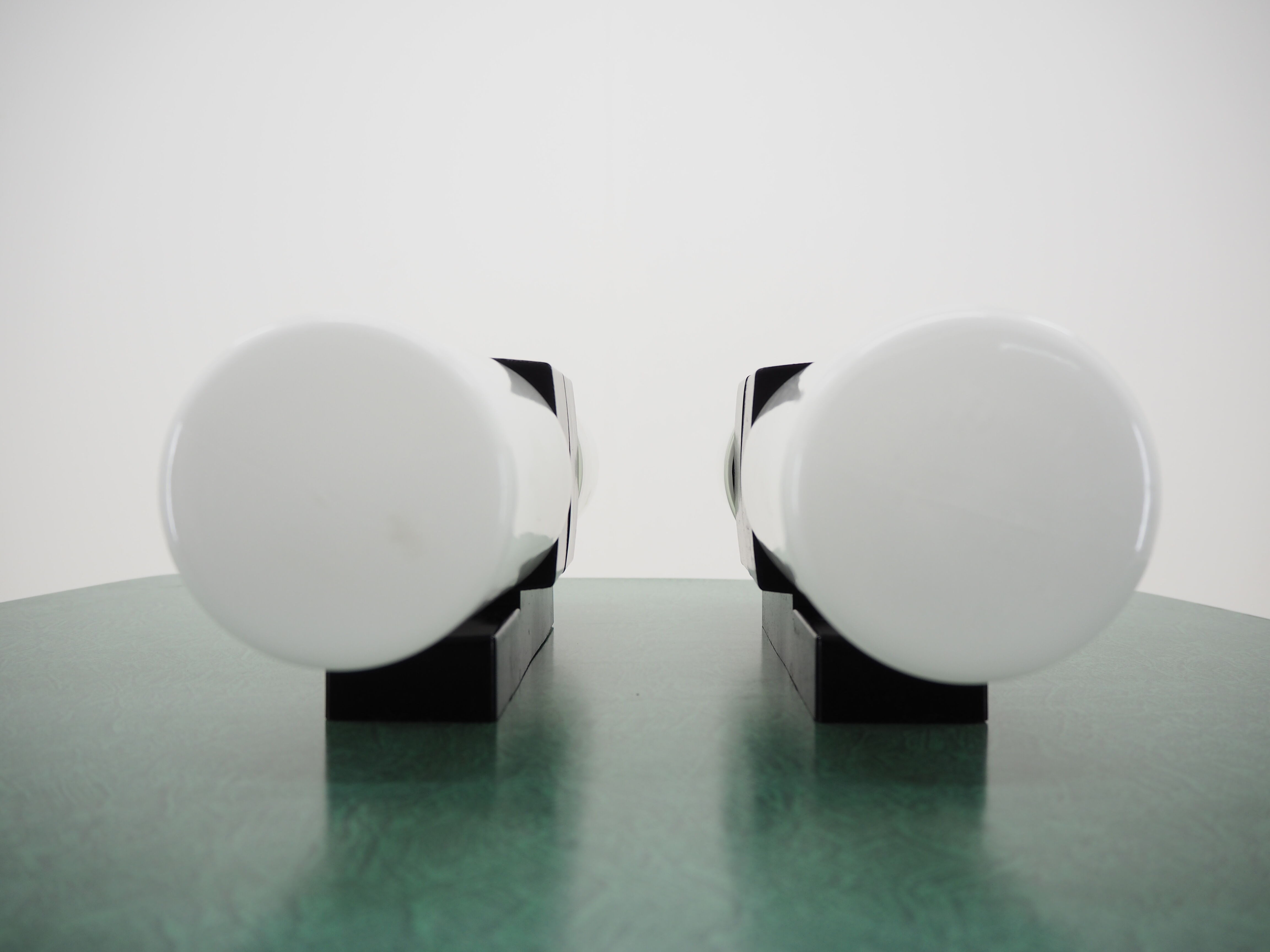 Pair of Midcentury Bakelite and Glass Wall Lamps, Czechoslovakia 1950s