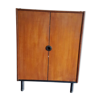 vintage color black metal feet teak wooden Shoe cabinet