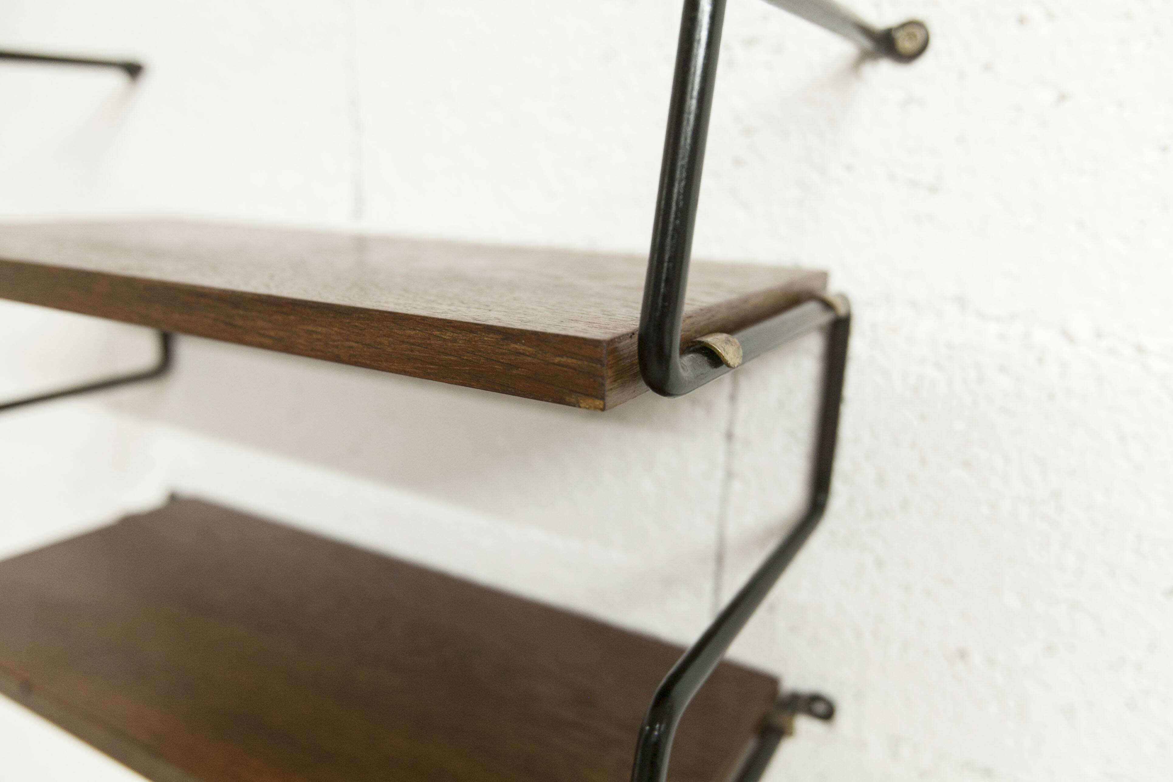 Zigzag string shelf 2 black ladders 2 teak shelves 1950 Width 47.5cm