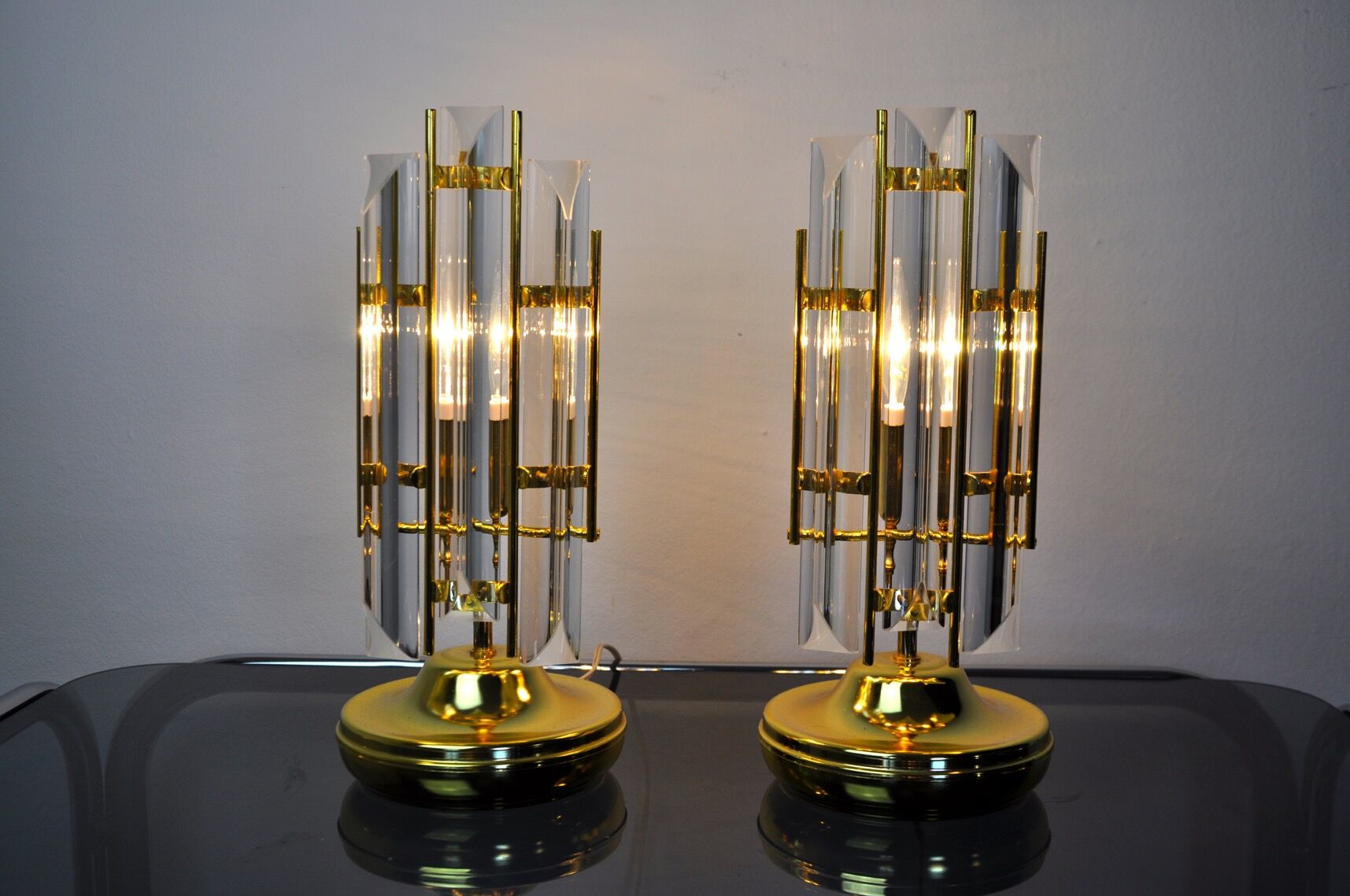 Paire de lampes Triedi Murano, Italie, 1970