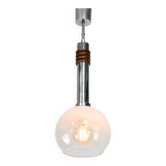 Vintage Italian Chrome and Glass Pendant Lamp