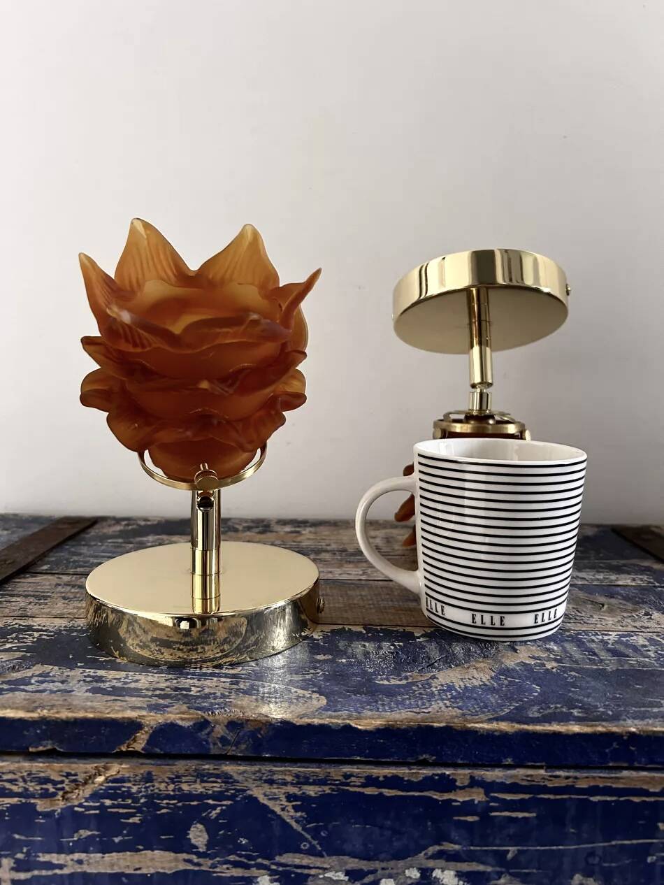 Pair of amber tulip wall sconces